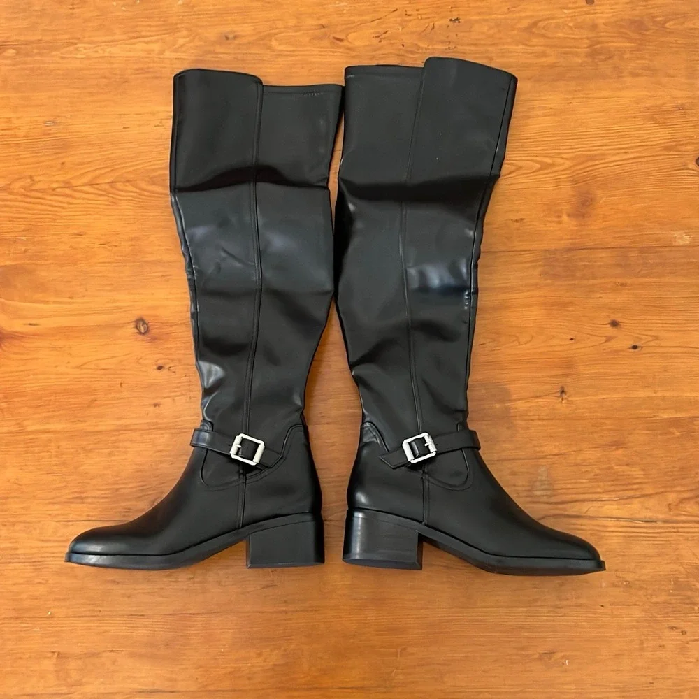 New‎ Dolce Vita Elyse Over The Knee Boots Womens 8 Black Block Heel OTK Shoes